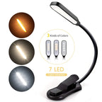 Book Light Mini 7 LED Reading Light Rechargeable 3-Level Warm Cool White Flexible Easy Clip Lamp Read Night Reading Lamp in Bed