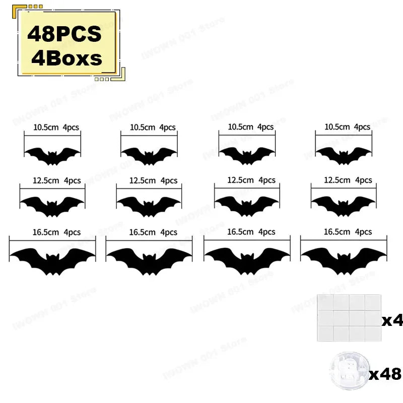 Halloween Bat & Spider Night Light Wall Decor – 3D Glow Stickers