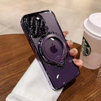 Luxury MagSafe Bracket Case for iPhone 16 & 17 – Clear Acrylic with Magnetic Ring Stand