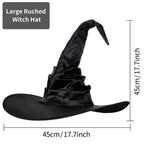 Halloween Folds Witch Wizard Black Hat Party Cosplay Costume Headgear Devil Cap Props Women Costume Accessory for Cosplay Party