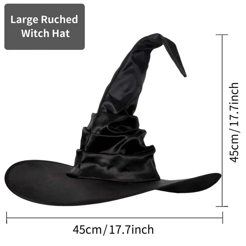 Halloween Folds Witch Wizard Black Hat Party Cosplay Costume Headgear Devil Cap Props Women Costume Accessory for Cosplay Party