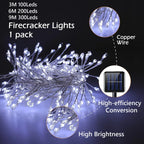 Solar LED Firecracker String Lights Outdoor Waterproof Garland Fairy Light for Wedding Party Garden Christmas Holiday Decoration
