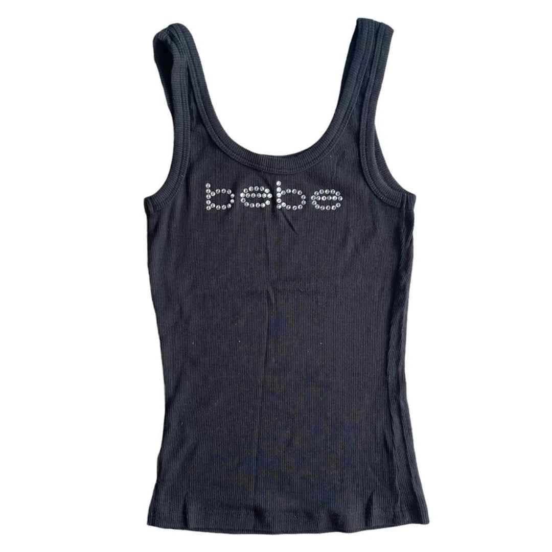 Vintage Sleeveless Tank Top Letters Summer Print Personality Crop top Sleeveless Slim Streetwear Punk Y2K Baby Tee Short Sleeve