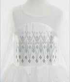Disney Elsa Princess Dress For Girl White Printed Long-Sleeved Lace Dress Festive Party Gift Set Frozen Dress Fire Spirit Olaf