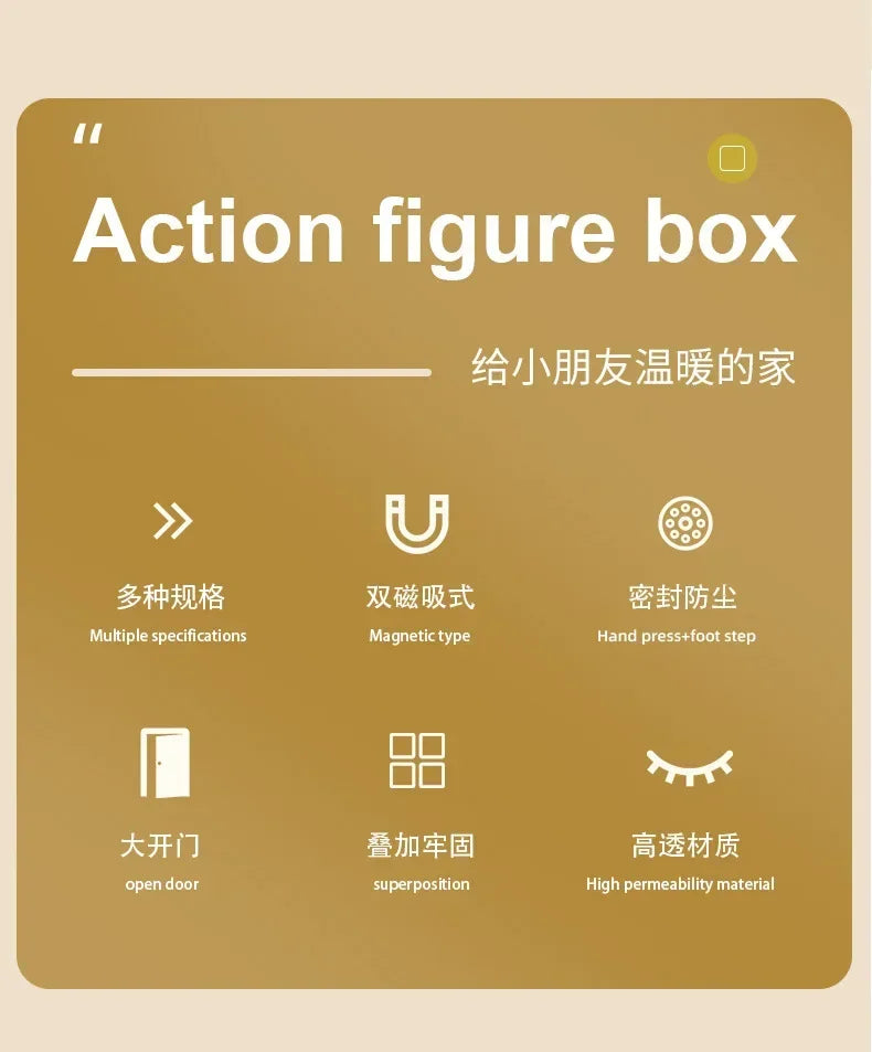 1/2/3/4PCS Acrylic Clear Display Storage Box for Fingures Foldable Display Case for Figurines Dolls Action Figure Organizer box