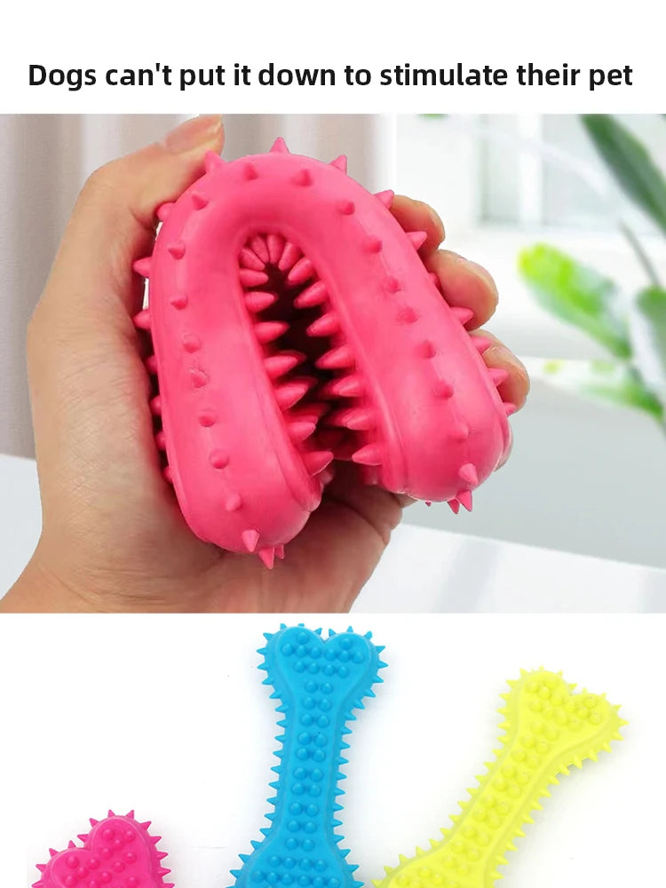 1PCs Pet Chew Toy Soft Rubber Bite-resistance Bone Shape Teeth Grinding Chewing Toys for Small Dogs Training Pet Supplies