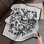 2025 Silk Shawl Print Headscarf Cat Hair Wrap Neckerchief Female Satin Square Scarf For Women Headband Foulard Hijab Bandana