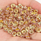 50pcs Rhinestone Spacer Beads Multi-color Crystal Metal Spacers Rondelle Beads for Jewelry Making DIY Bracelets Accessories