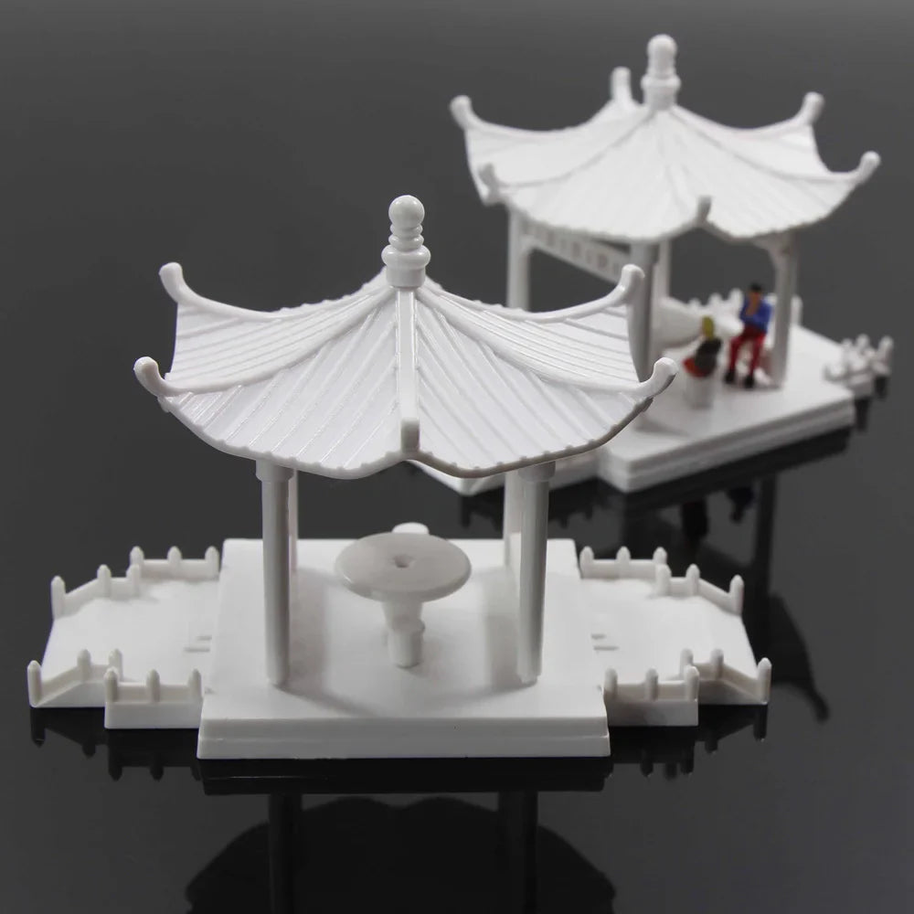 GY01 2 Sets Pavilion Model Gloriette Chinese Construction Educational 1:100 1:75 1:160 Railway Modeling