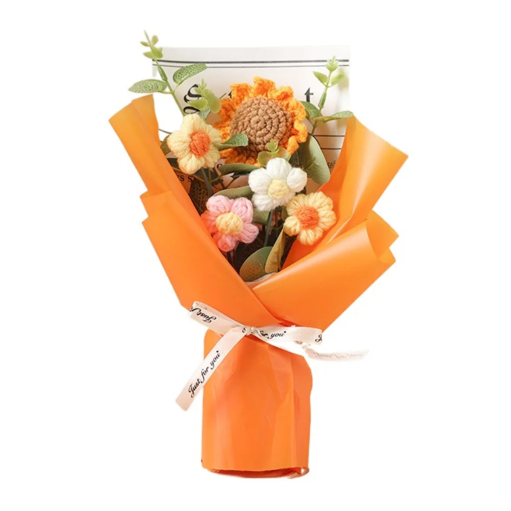 Artificial Flower Crochet Bouquet Eternal Flower Handmade Graduation Bouquet Mothers Day Birthday Gift Anniversary