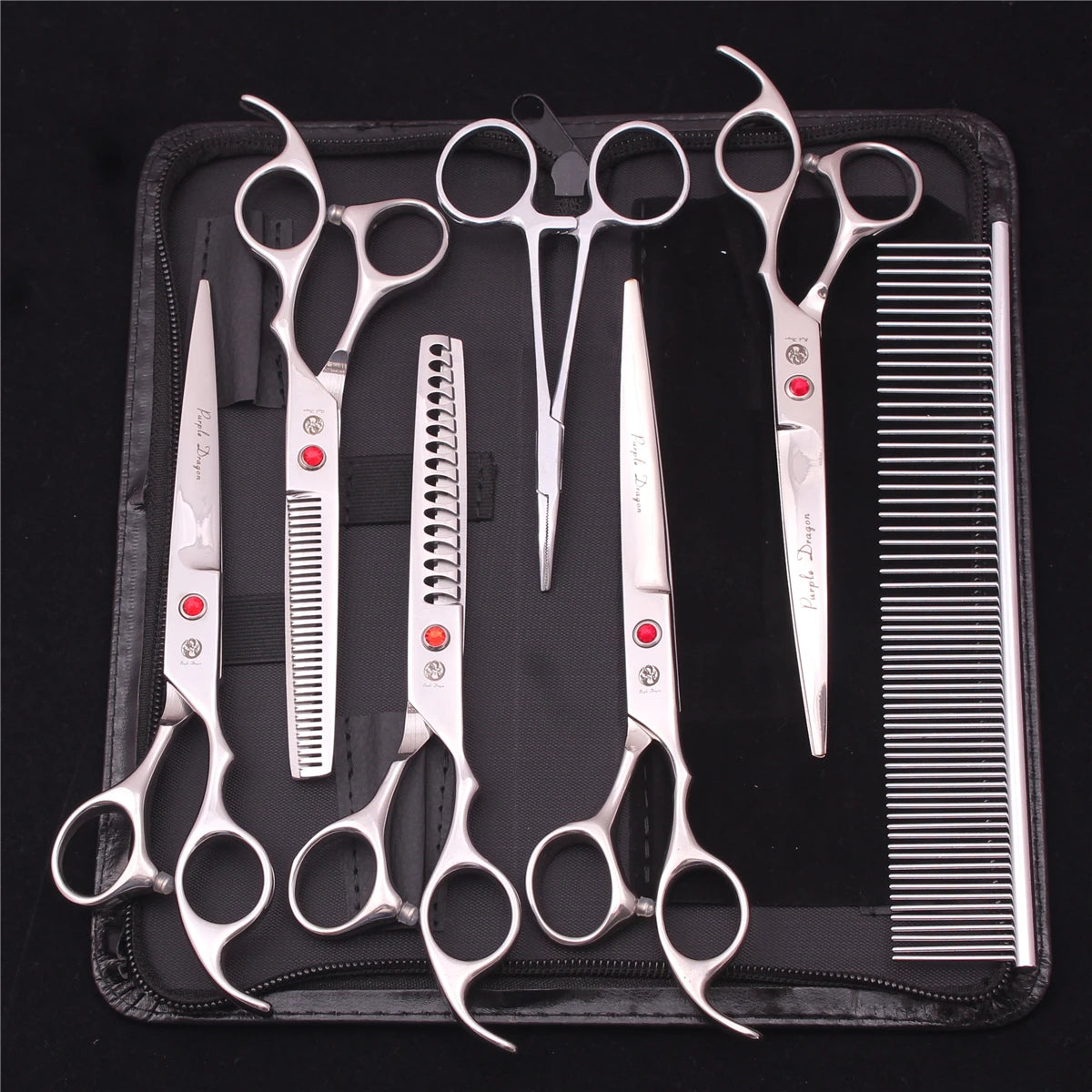 Pet Grooming Scissors Purple Dragon Japan Stainless Pink Curved Scissors For Dogs Dog Thinning Scissors Pet Chunker Shears Z3003