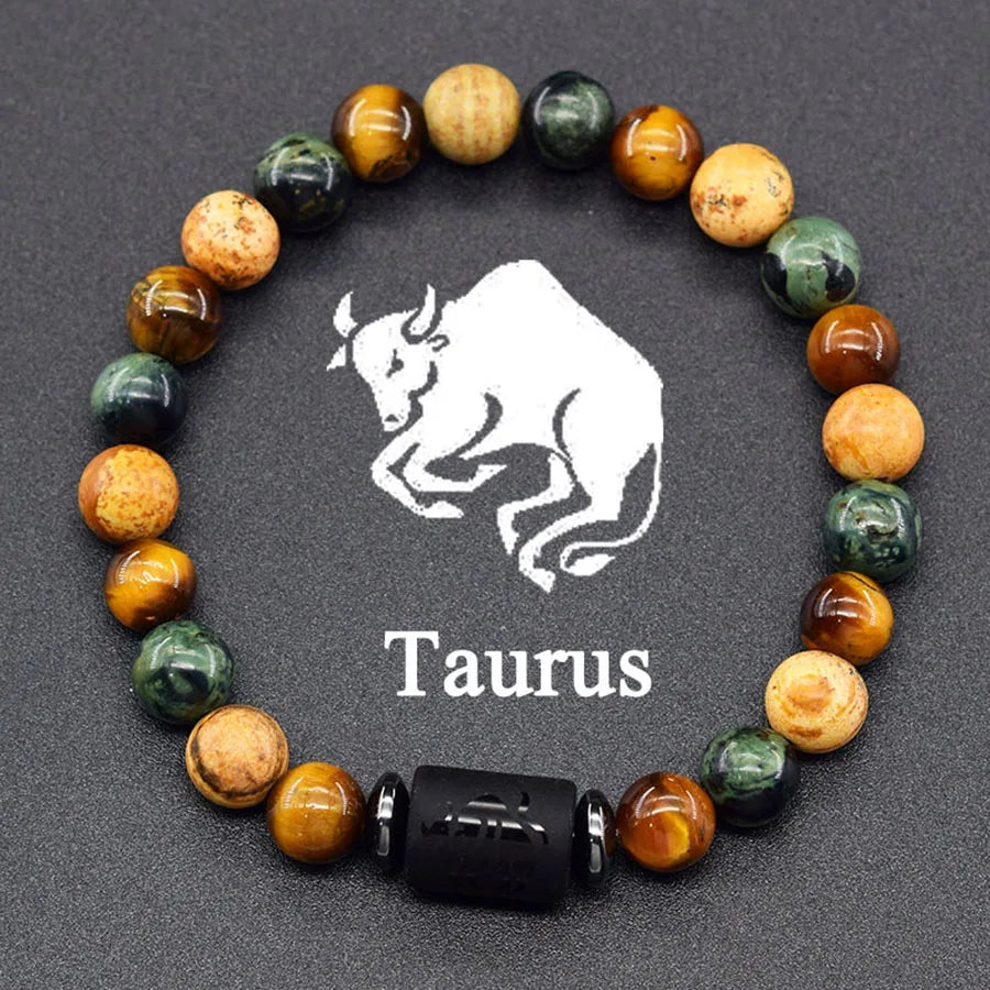 12 Zodiac Sign Bracelet Homme Constellation Bracelet for Men Aries Virgo Leo Libra Charm Bangle Women Friendship Jewelry on Hand