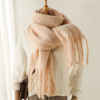 2025 Women Scarf Winter Warm Thick Shawl Wraps Fashion Solid Color Pashmina Scarves Long Tassel Hijab Stoles Bufanda Cashmere