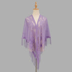 Tassel Patchwork V-Neck Cardigans Women Wedding Accessories Shawl Hollow Multicolored Evening Prom Cape Tulle Shawl Party