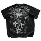 MMA ELITE Cross Skull Print Green Y2K T Shirt Men Loose Fit Streetwear Graphic Tee Oversized Glow Dark Party Ins Popularity Tops