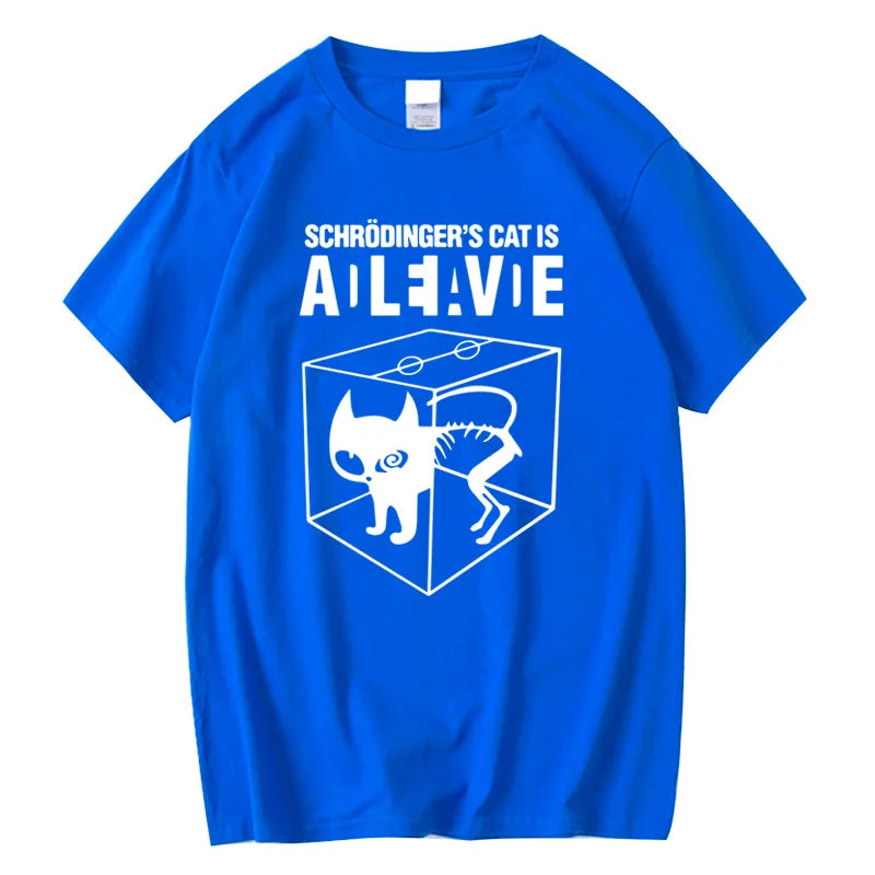 Men's T-shirt Top Quality Cotton Blend Schrodinger's Cat Print Short Sleeve Men T Shirt Casual The Big Bang Theory Mens Tshirt