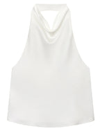 HXAO Top Women Halter Satin Women Tops Backless Corset Top Vest Yellow Pink Black Summer Elegant Sexy Tops Tank Vestidos