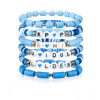 6pcs Korean Pop K-Pop Bracelet Set Multicolor Kpop Group Lettering Jewelry Durable Fan Accessory Concert Cosplay Birthday Gift