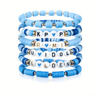 6pcs Korean Pop K-Pop Bracelet Set Multicolor Kpop Group Lettering Jewelry Durable Fan Accessory Concert Cosplay Birthday Gift