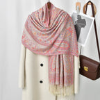 Ethnic Paisley Embroidery Viscose Hijab Retro Cashew Cotton Muslim Women Scarf Wraps Ladies Elegant Shawls Turban Headscarf
