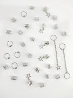 32pcs Star Dreadlock Hair Braids Cuffs and Braid Decorations Hair Accessories Loc Hair Jewelry for Braids for Women