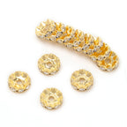 30pcs/lot 12mm Wave Side Rhinestone Spacer Beads Colorful Crystal Metal Rondelle for Jewelry Making Diy Crafts Accessories