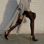 Sexy Black Line Tights Women Sheer Mesh Hollow Out Pantyhose 2025 Autumn New Streetwear Stocking