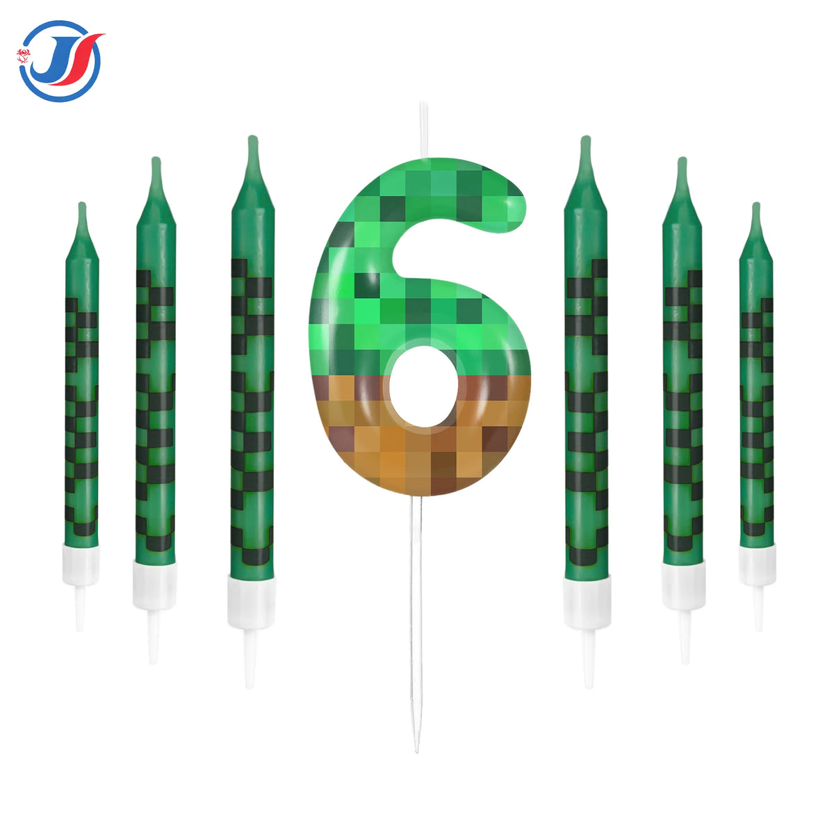 7Pcs Pixel Birthday Cake Candles Topper for Pixel Theme Party Anniversary Party Video Game Party Supplies for Boys Girls