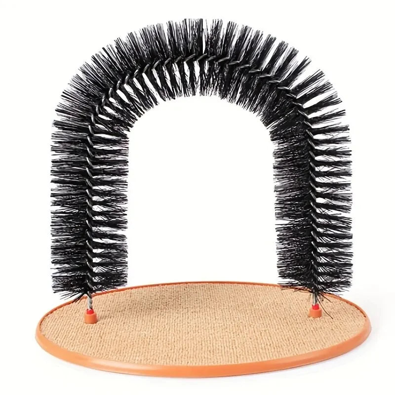 Cat Toy Arch Self Groome Pamper Feline with A Massage Grooming Rubbing Brush with Scratching Pad Toy for Cats Interactive Toys - WTN Essentials 