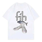 New Style Fih Shoes Graphic T Shirts Funny Misspelled Fish Meme T-shirtsWomen Casual Fashion Short Sleeve T-shirt