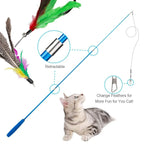 11PCS Cat Feather Toy Set – Replacement Feather Heads & Retractable Cat Wand Interactive Teaser Toys