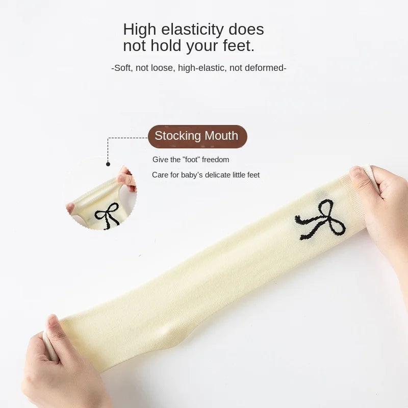 3Pairs Teenage Girls Mid-calf School Socks Bow Korean Style Spring Children Knee High Slouch Socks Fashion Kids Stackable Tights