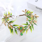 Halloween Costume Set Decoration Pixie Leaf Wreath Elegant Fairy Queen Costume Headbands with Elf Ears For Parties Cosplay