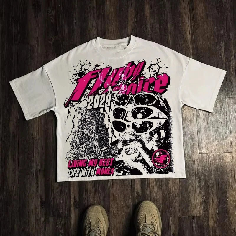 Harajuku Letter Graphic T Shirts Y2k Tops Men Women High Street Oversized T Shirt Pro Choice Streetwear Vintage Tee Clothing