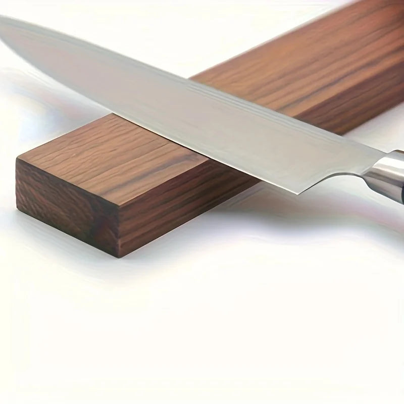 1pc, 16inch Walnut Magnetic Knife Holder For Wall, Magnetic Knife Strip, Powerful Wooden Magnet Knife Rack For Kitchen Knives