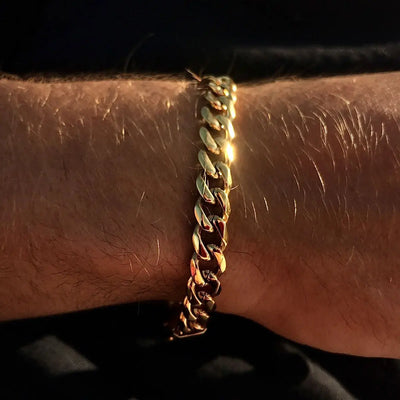 Gold Color Cuban Chain Bracelets for Men,6/8/10/12MM Stainless Steel Chain Link Wristband,Casual Hip Hop Male Jewelry Gift
