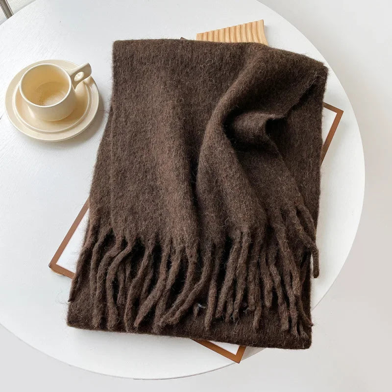 Pink Scarf Lady Autumn Winter Solid Simple Muffler Women Men Wool Blend Versatile Multi-color Soft Thermal Shawl Female Male