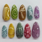 24pcs Gradient Black False Nails Cute Cartoon Cat's Eye Forest Elf Girl Press On Nails Glossy Almond Sweet Cool Fake Nail Tips