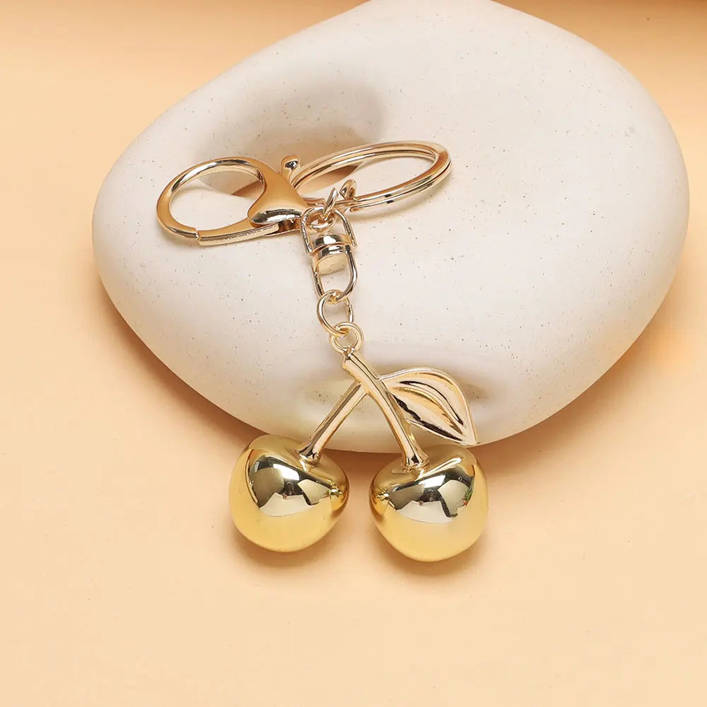 Fashion Delicious Red Cherry Keychain Summer Fruits Cherries Pendant Keyring For Women Men Jewelry Bag Accessories Gift