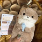 Delightful Otter Plush Keychain with Fish Pendant; Cute Charm for School Bags or Wallet Decorations