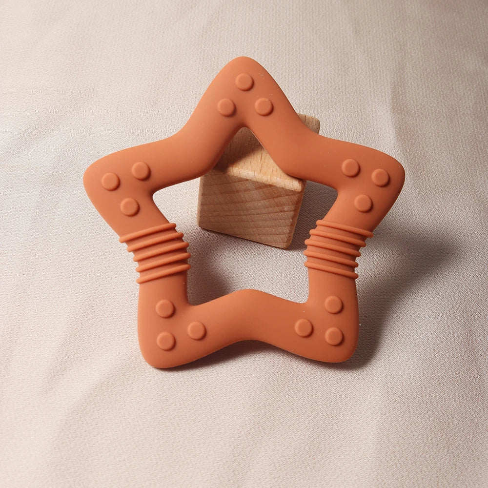 2024 new star silicone teether Food Grade heart baby Teething toy