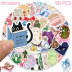 50/100pcs Cartoon Watercolor Dairy Stickers Decals For Phone Laptop Scrapbook Luggage Helmet DIY Graffiti Aesthetic Stickers