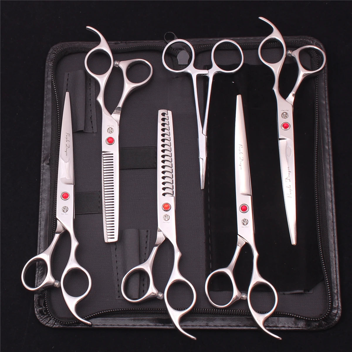 Pet Grooming Scissors Purple Dragon Japan Stainless Pink Curved Scissors For Dogs Dog Thinning Scissors Pet Chunker Shears Z3003