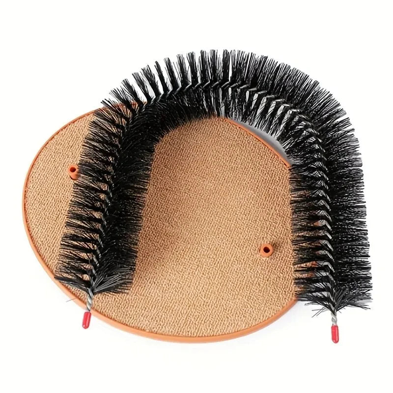Cat Toy Arch Self Groome Pamper Feline with A Massage Grooming Rubbing Brush with Scratching Pad Toy for Cats Interactive Toys - WTN Essentials 