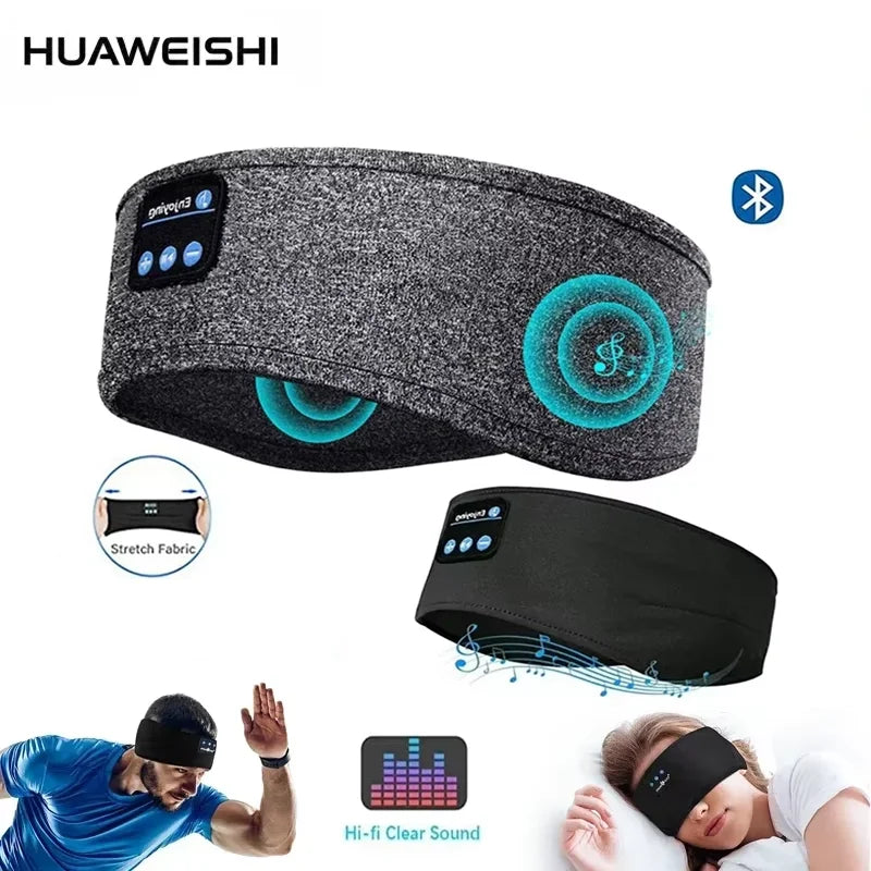 HUAWEISHI Bluetooth 5.0 Earphones Sports Sleeping Headband Elastic Wireless Headphones Music Eye Mask Wireless Headset Headband