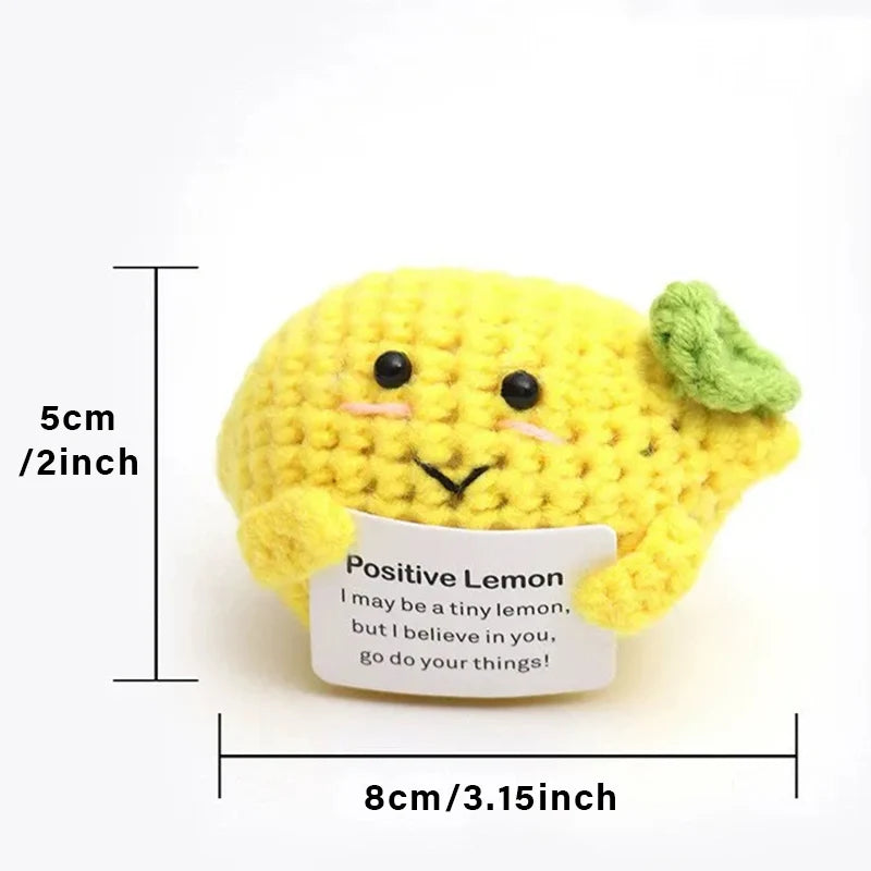 Positive Energy Duck Doll Hug Pocket Mini Handmade Plush Wool Knitting Dolls Funny Emotional Support Crochet Gift for Birthday