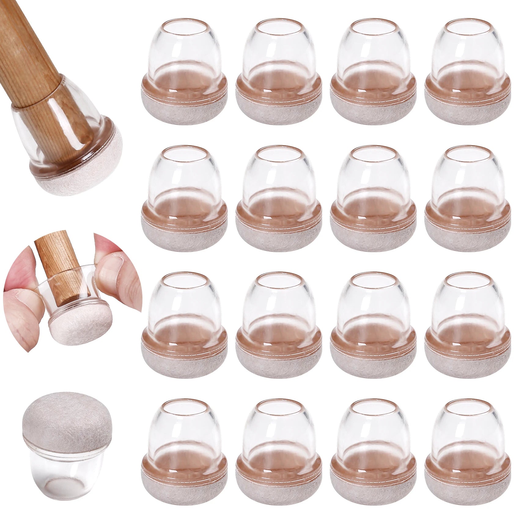 16PCS Chair Leg Protectors Silicone with Thick Wrap Felt Furniture Leg Pads for Protecting Floors from Scratches and Noise