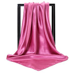 Luxury Brand Silk Scarf Women Satin Solid color Hijab Scarves Muslim Pareo Bandana Female Shawl Wrap Headband Foulard 90*90cm