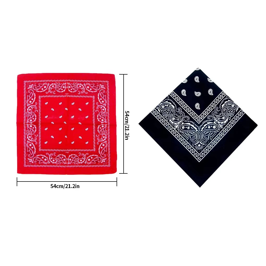 1-4Pcs Fashion Hip Hop Cotton Bandana Square Scarf 54cm*54cm Black Red Paisley Headband Printed For Women/Men/Boys/Girls
