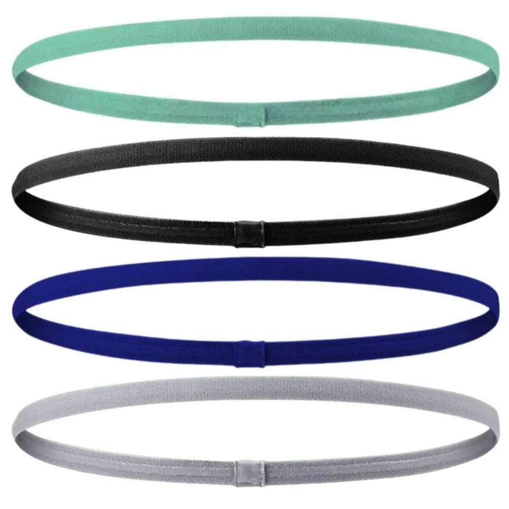 4PCS Unisex Sports Thin Headband Non-Slip Elastic Women Men Yoga Hair Bands Sweatband Football Running Biking Sports Hairband